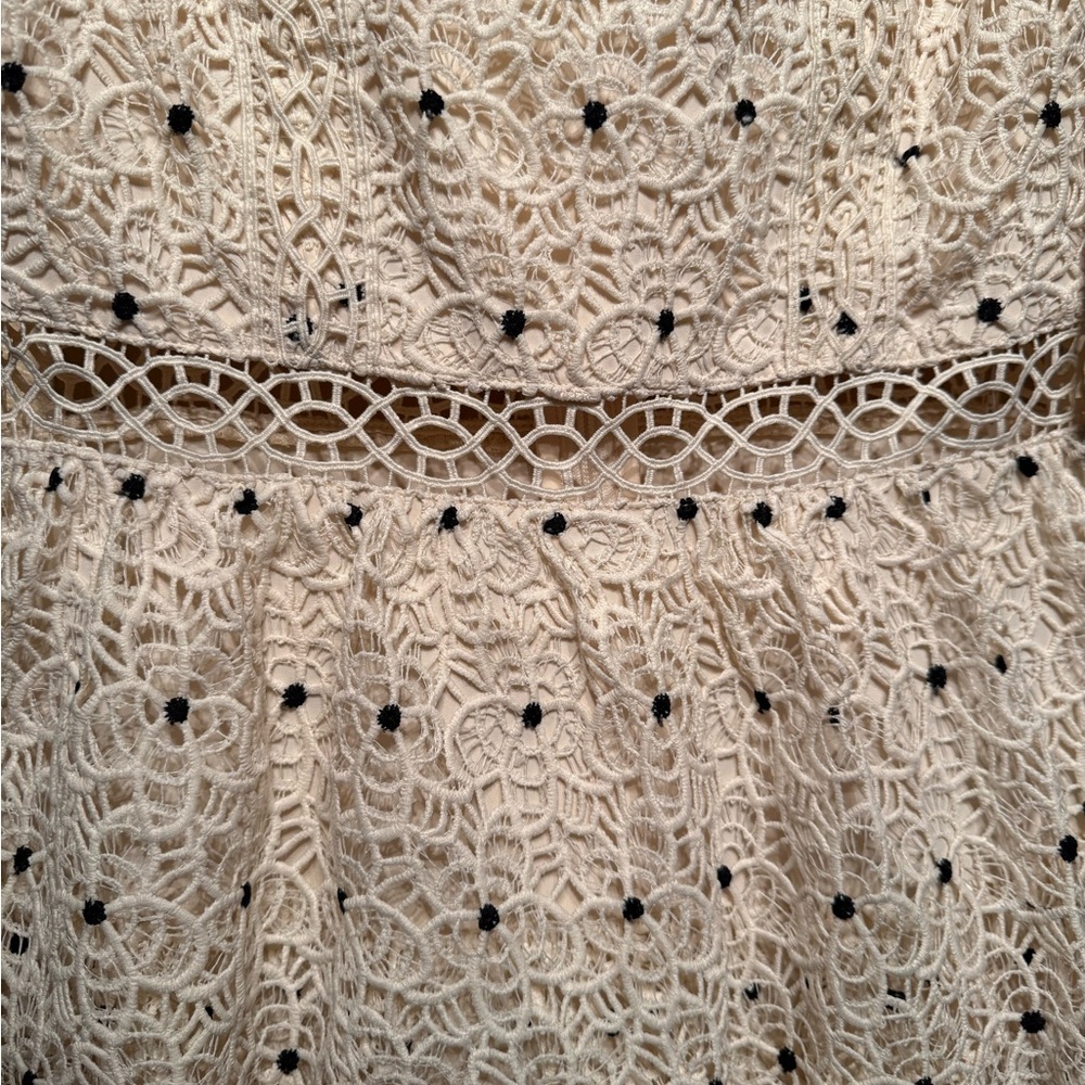 Just Me Cream Eyelet Lace Tiered Midi Dress - Picture 10 of 11